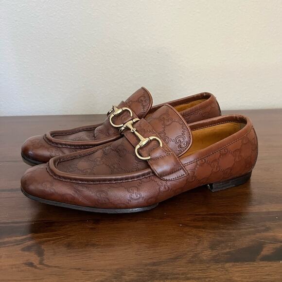 Gucci Brown Horse-bit loafer Signature Guccisima brown embossed GG leather - Picture 1 of 16